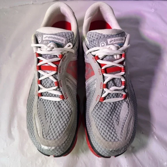 Brooks Gray and Red Athletic Shoes